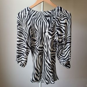 Ann Klein Silk Zebra Print Blouse - size Petit M